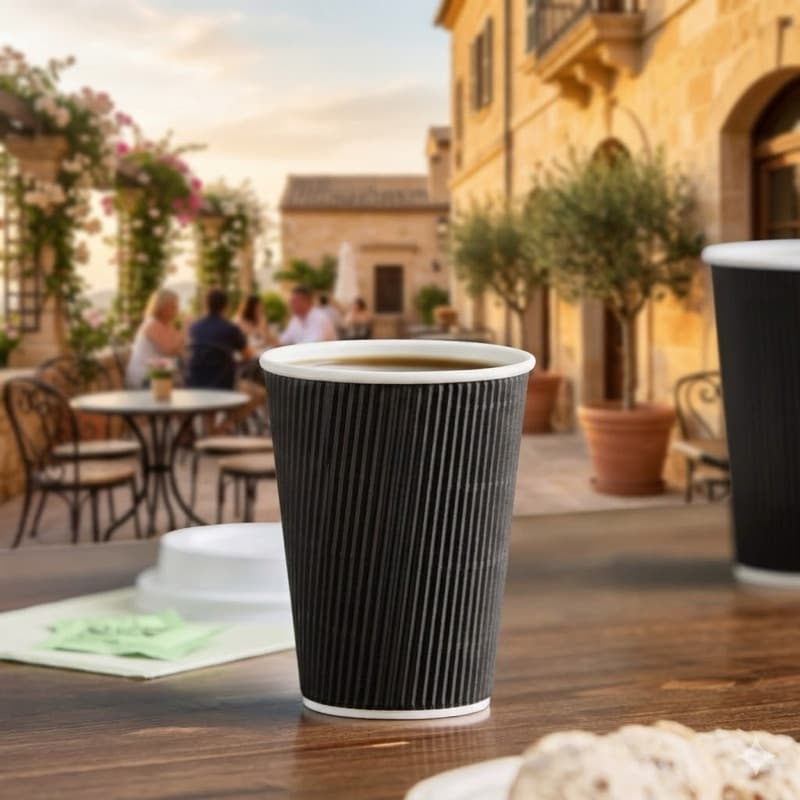 12oz Black Ripple Hot Cups