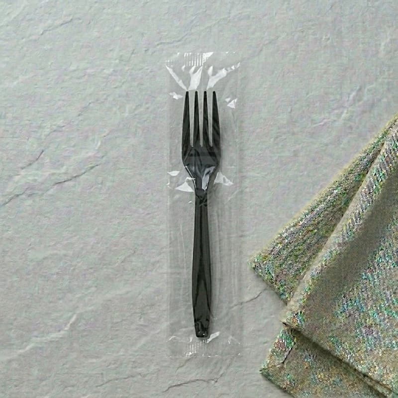 Cutlery Forks, Heavy Duty, BLACK, Individually Wrapped