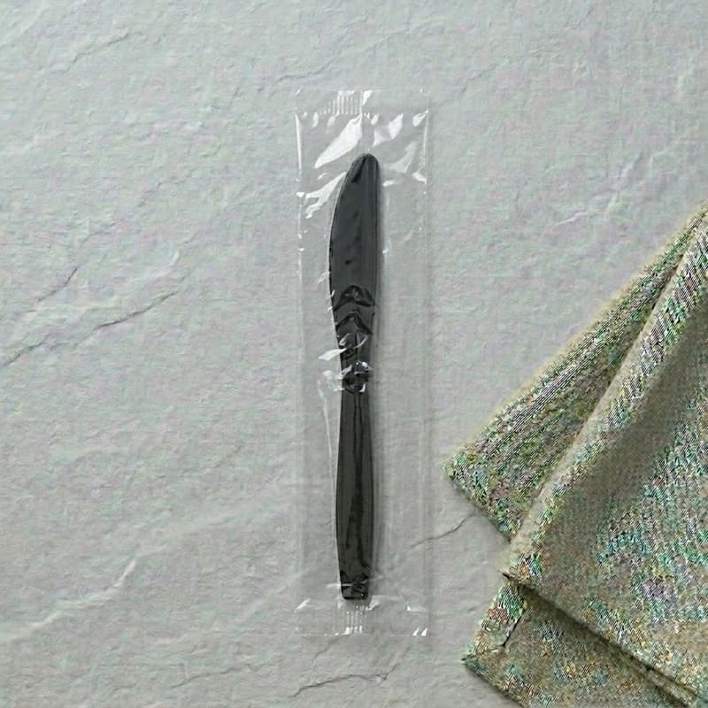 Cutlery Knives, Heavy Duty, BLACK, Individually Wrapped