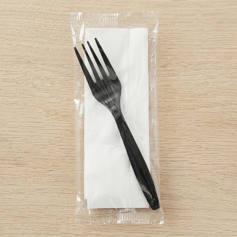 Cutlery Set BLACK (Fork, Napkin)