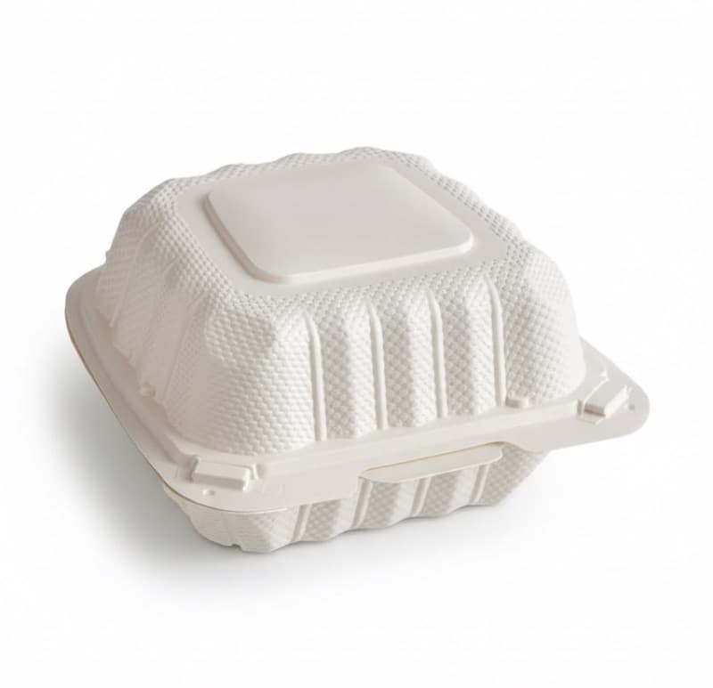 Mineral Filled Clamshell Hinged Container 6" x 6" 1 Compartment