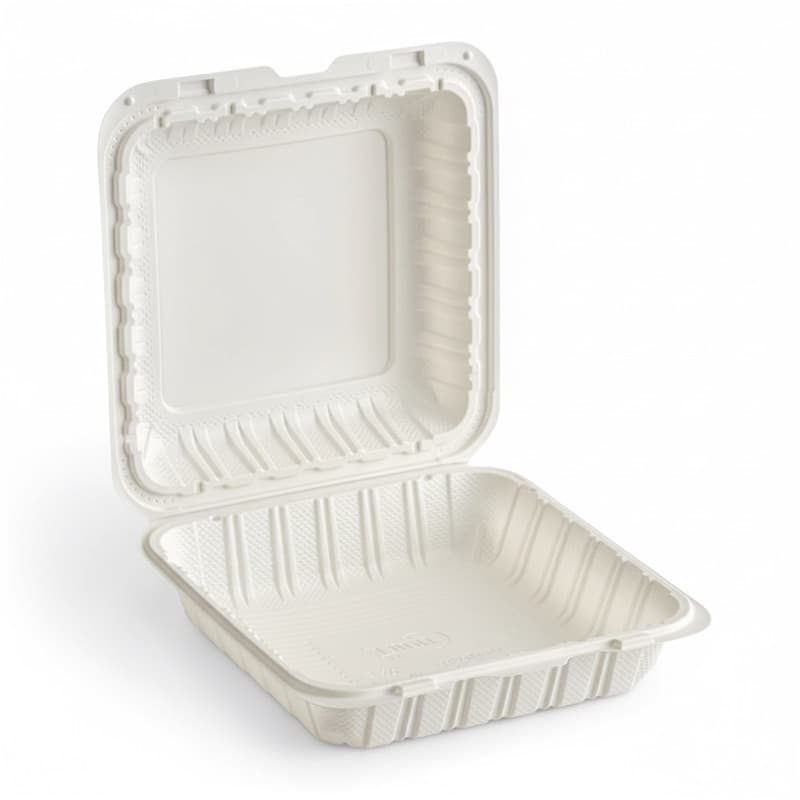 Mineral Filled Clamshell Hinged Container 9" x 9" 1 Compartment