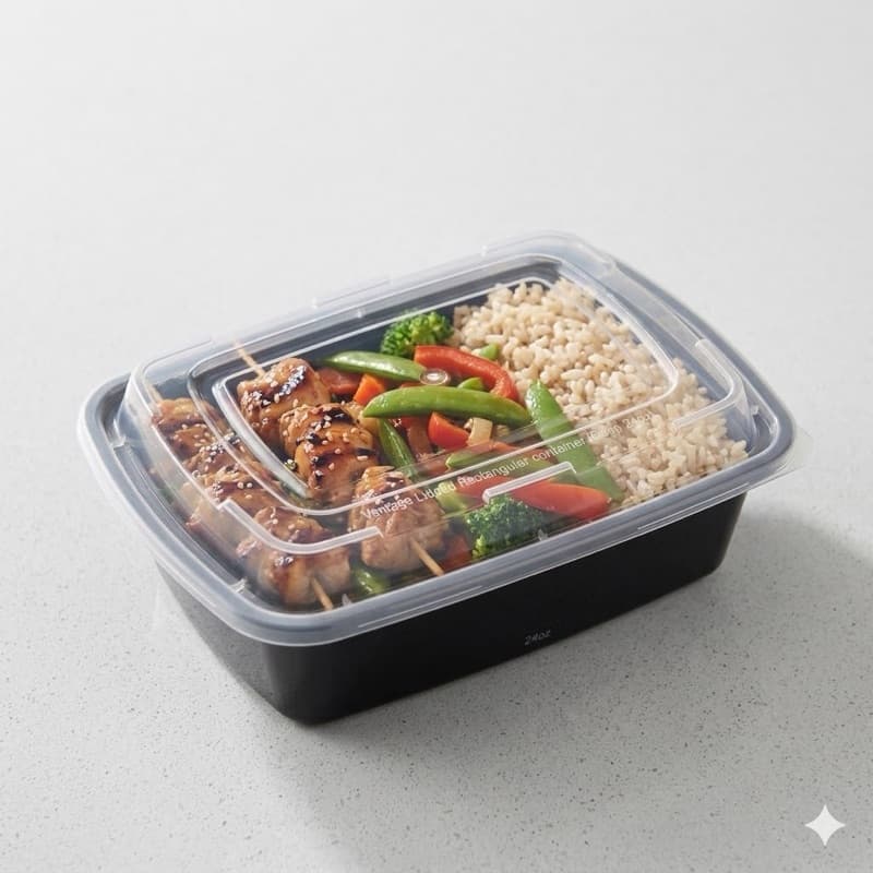 24oz Black Rectangle Containers