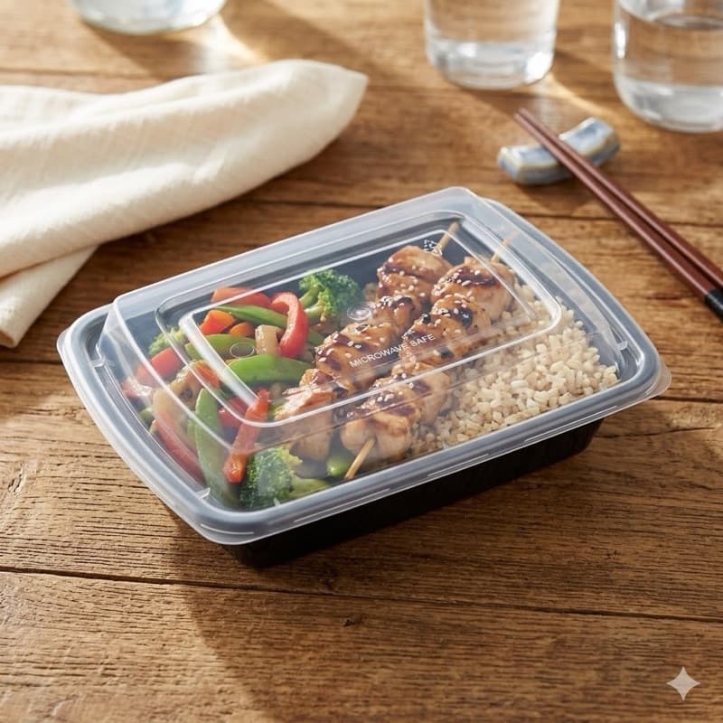 12oz Black Rectangle Containers