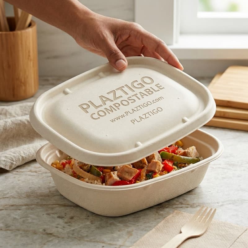 PLA Clear Lid for 20-44 oz Fiber Box - Compostable
